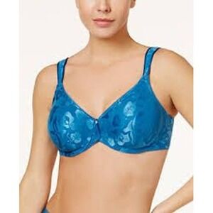 Wacoal Awareness Underwire Bra 85567 Teal Floral Jacquard 36DD Full Coverage